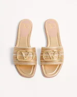 Valentino Vlogo Signature Metallic Leather Slide Sandal With Cornely Embroidery - Image 5